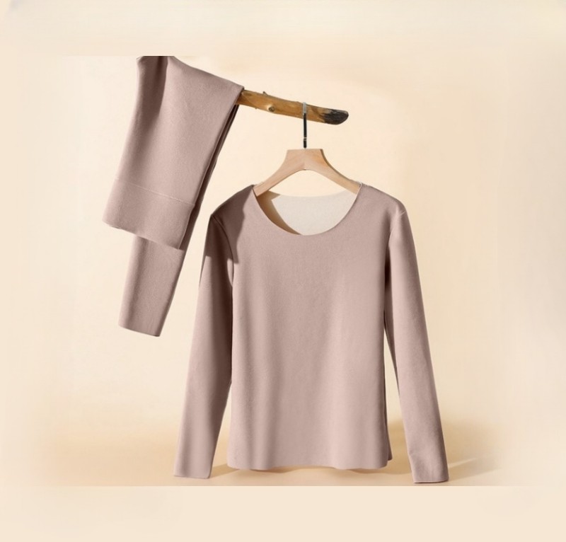 Plus Size Thermal Underwears Fleece  Crew Neck Slim Thermal Underwears